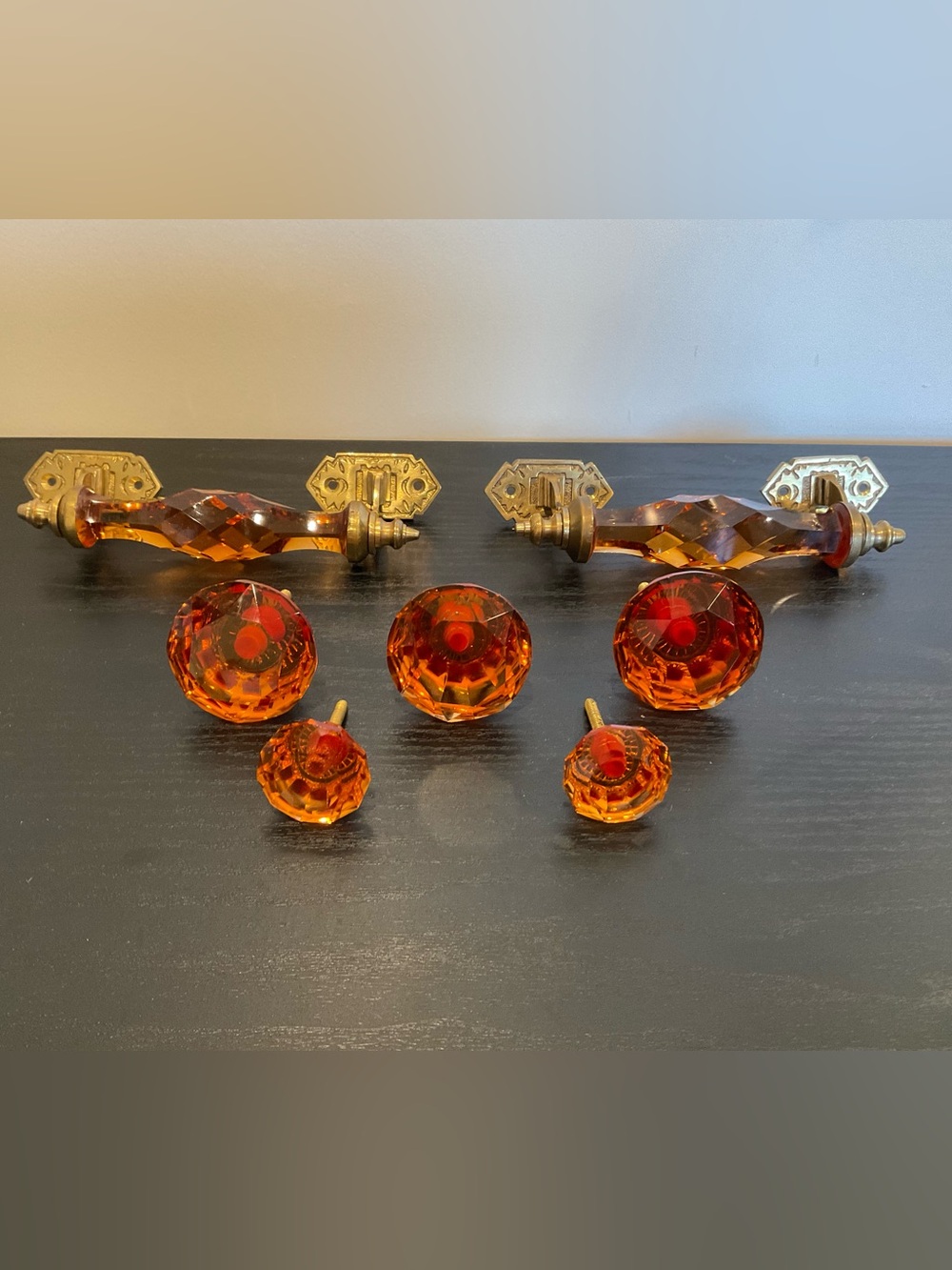 Amber Glass Door Knobs and Pulls - Vintage Style